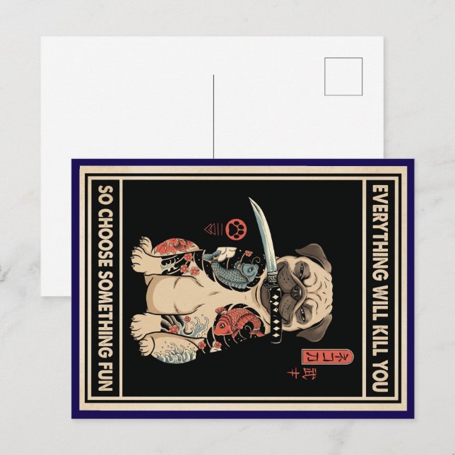 Alles wird dich töten Hunde-Postkarte  Postkarte (Vorne/Hinten)