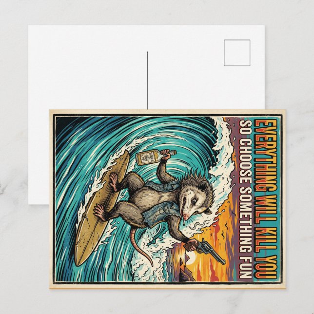 Alles wird dich töten Possum-Postkarte  Postkarte (Vorne/Hinten)