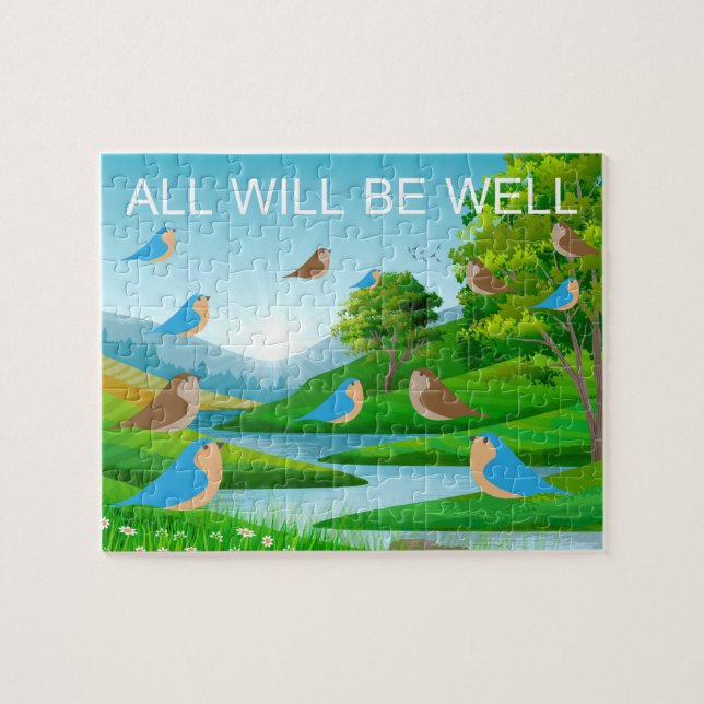 Alles wird gut Fluss Bäume Vögel Natur, Alter 6 Puzzle (Horizontal)