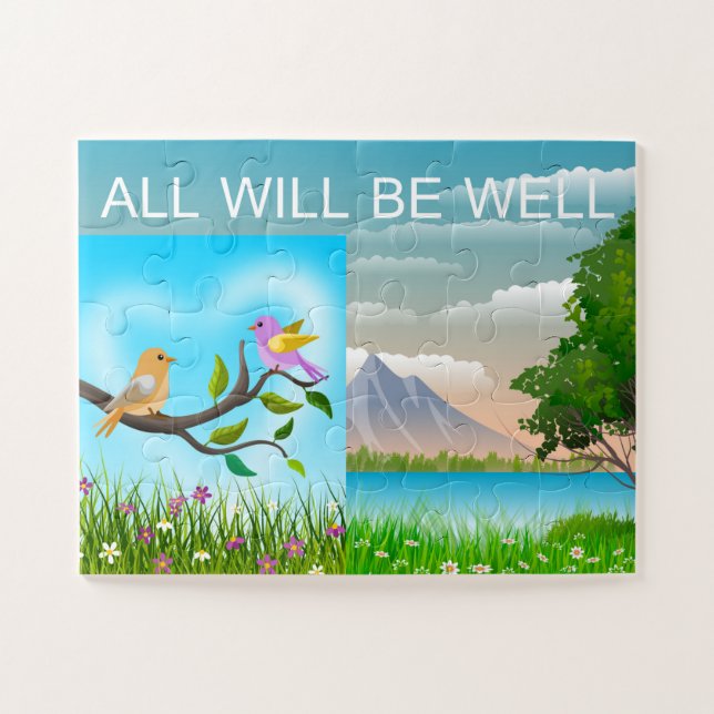 Alles wird gut geliebte Vögel Berge Natur, Alter 4 Puzzle (Horizontal)