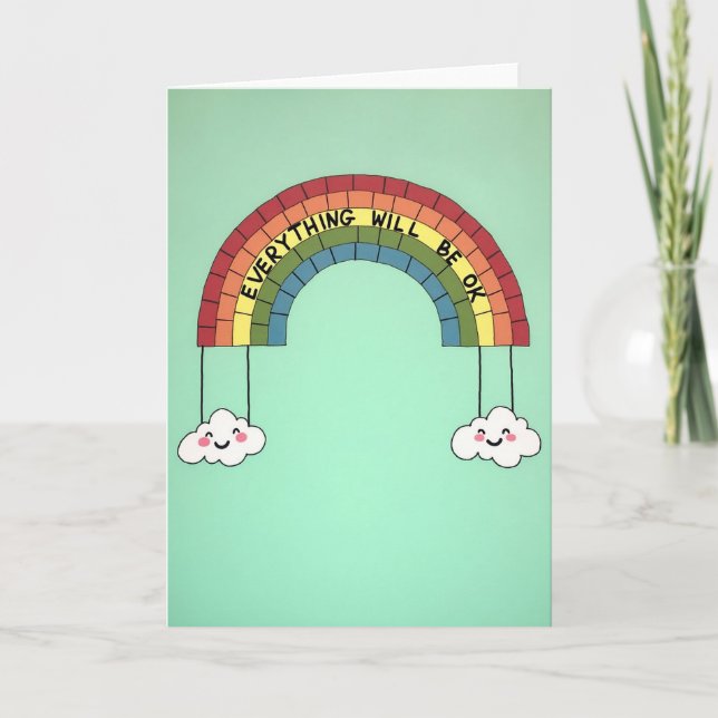 Alles wird okay Regenbogenkarte Karte (Vorderseite)