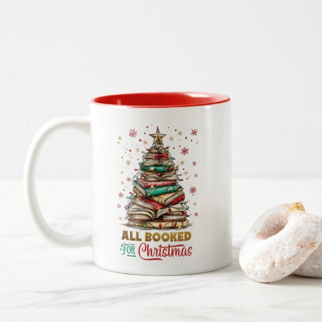 Alles zu Weihnachten gebucht Zweifarbige Tasse (Mit Donut)