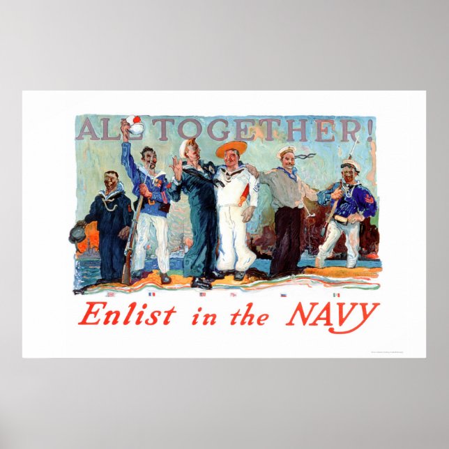 Alles zusammen! Teilnahme an der Marine (US02280B) Poster (Vorne)