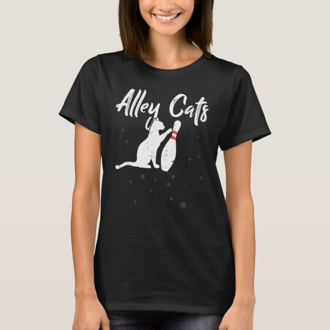 Alley Cat Bowler Bowling-Mannschaft T-Shirt (Vorderseite)