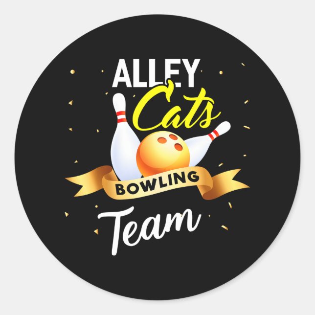 Alley Cat Bowling Funny Bowler Bowling Runder Aufkleber (Vorderseite)