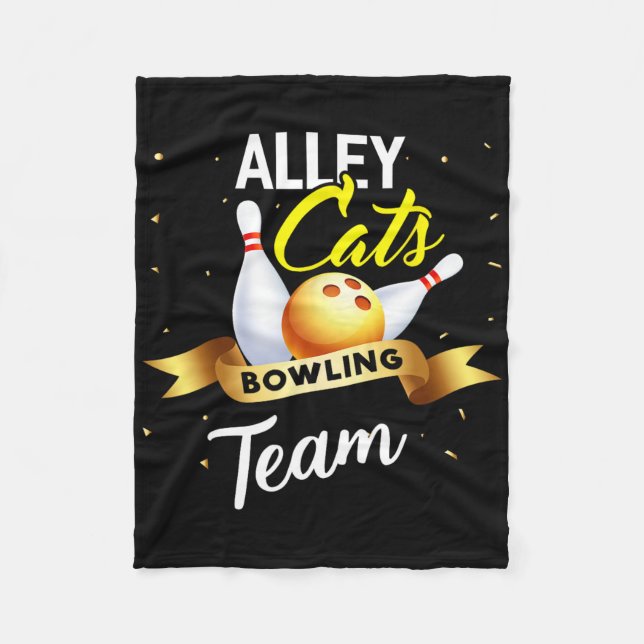 Alley Cat Bowling Shirt Funny Bowler Bowling Fleecedecke (Vorderseite)