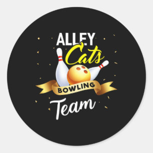 Alley Cat Bowling Shirt Funny Bowler Bowling Runder Aufkleber