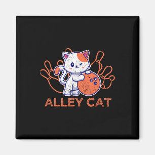 Alley Cat Bowling Team Spaß Funny Bowler Cats Vin Magnet
