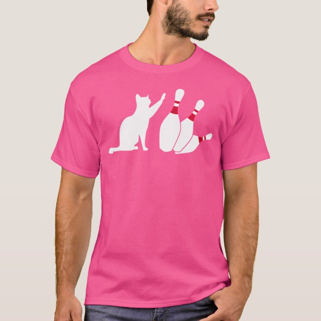 Alley Cat Tipping Buttons Funny Bowling T-Shirt (Vorderseite)