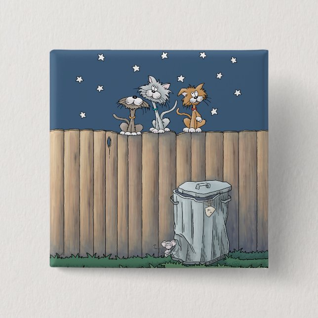 Alley Cats auf einem Zaun Button (Vorderseite)
