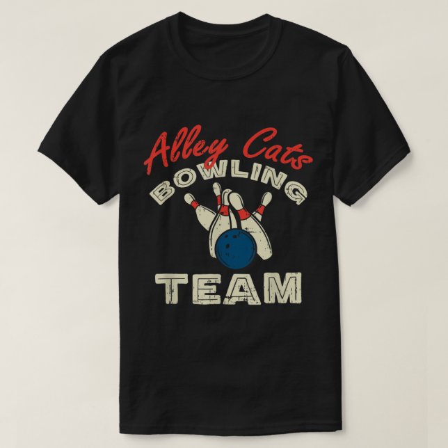 Alley Cats Bowling Team I Funny 10 Button Gutter B T-Shirt (Design vorne)