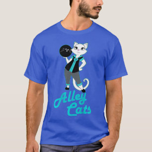 Alley Cats Bowling Team Ladys Backside Print T-Shirt