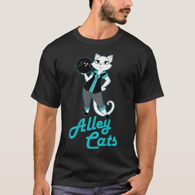 Alley Cats Bowling Team Ladys Backside Print T-Shirt (Vorderseite)