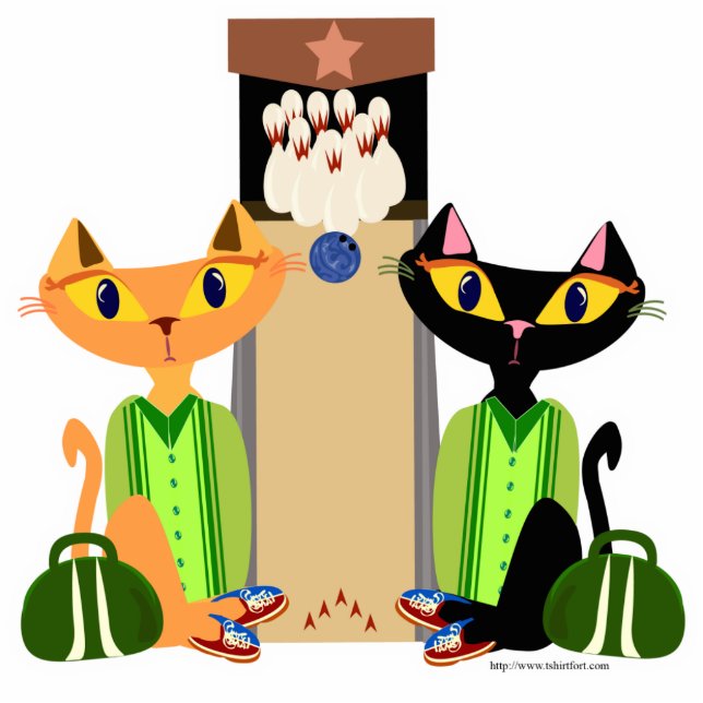 Alley Cats Fun Bowling Pets Design Retro Art Freistehende Fotoskulptur (Vorne)