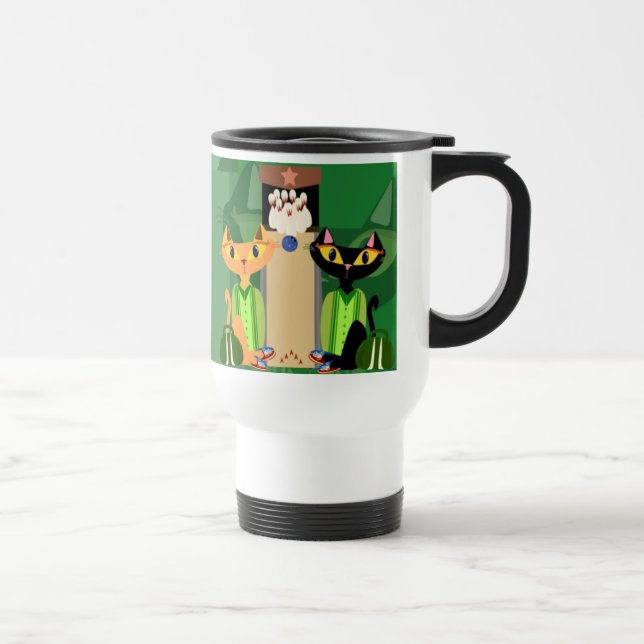Alley Cats Fun Bowling Pets Design Retro Fun Time Reisebecher (Rechts)
