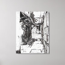Alleyway Saigon Vietnam City Pen und Ink Art
