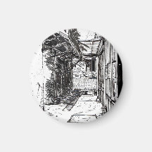 Alleyway Saigon Vietnam City Pen und Ink Art