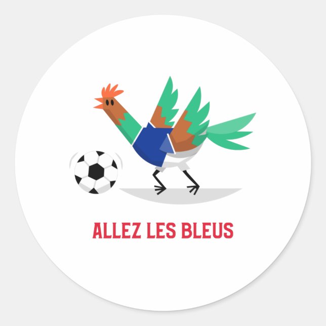 Allez les Bleus France Soccer Runder Aufkleber (Vorderseite)