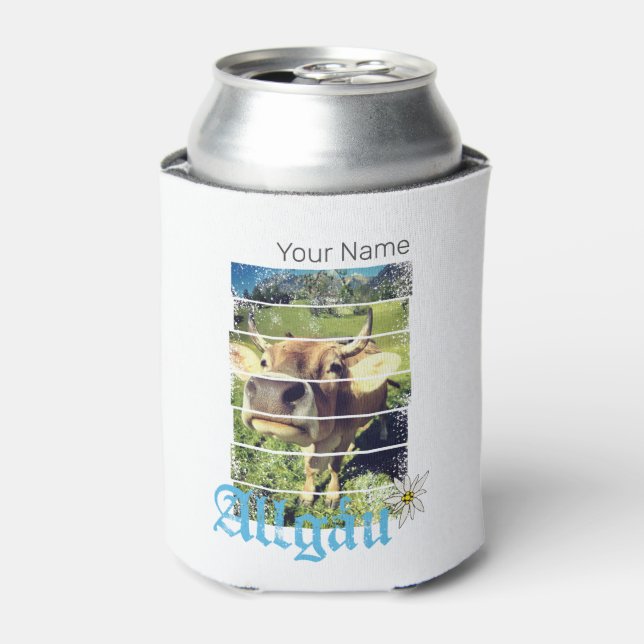 Allgäu Alpen Vintage Kuh Bayern Deutschland Souven Dosenkühler (Kanne Vorderseite)