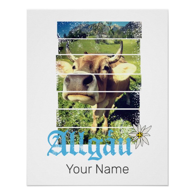 Allgäu Alpen Vintage Kuh Bayern Deutschland Souven Poster (Vorderseite)