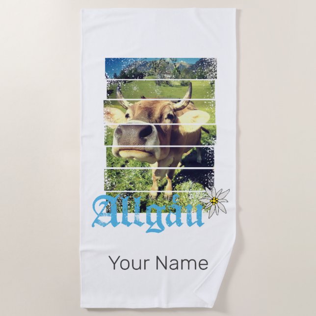 Allgäu Alpen Vintage Kuh Bayern Deutschland Souven Strandtuch (Vorderseite)