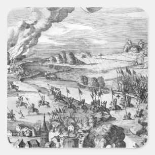 Allgemeine Ansicht des Kampfes von Muhlberg Quadratischer Aufkleber