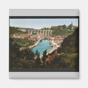 Allgemeine Ansicht, Dinan, Frankreich Vintage Phot Magnet