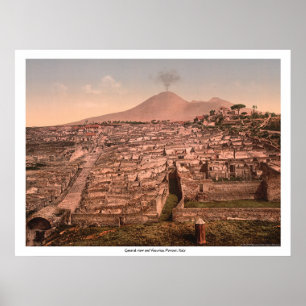 Allgemeine Ansicht und Vesuv, Pompeji, Italien Poster