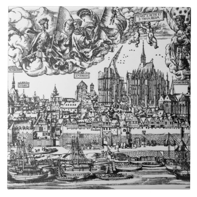 Allgemeine Ansicht von Köln, 1531 (Stich) (b/w pho Fliese (Vorderseite)