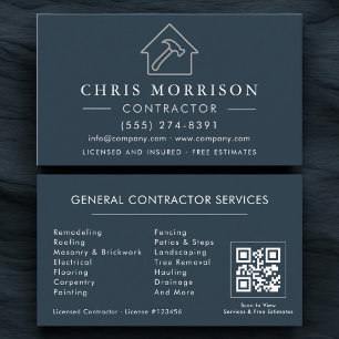 Allgemeine Bau Blau Silber QR Code Visitenkarte