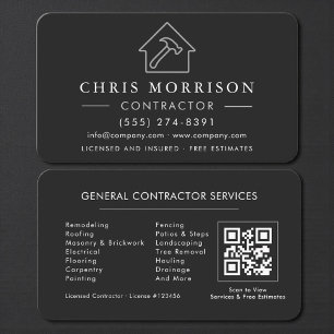 Allgemeine Bau Schwarz Silber QR-Code Visitenkarte