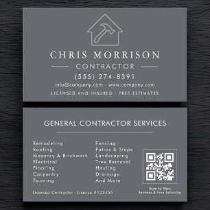 Allgemeine graue Silber-QR-Code-Baustelle Visitenkarte