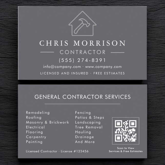 Allgemeine graue Silber-QR-Code-Baustelle Visitenkarte (Von Creator hochgeladen)
