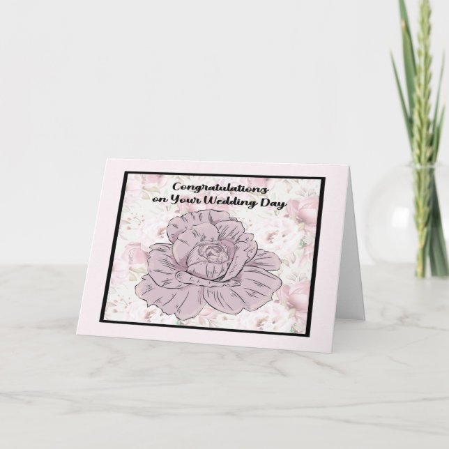 Allgemeine Hochzeitkarte mit Lavender Rose & Blume Karte (Vorderseite)