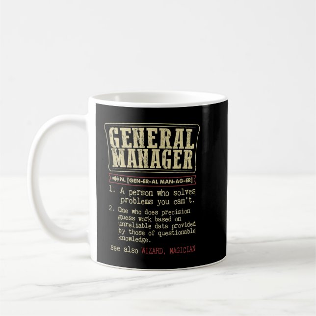 Allgemeine Manager Funny Dictionary Definition Kaffeetasse (Links)