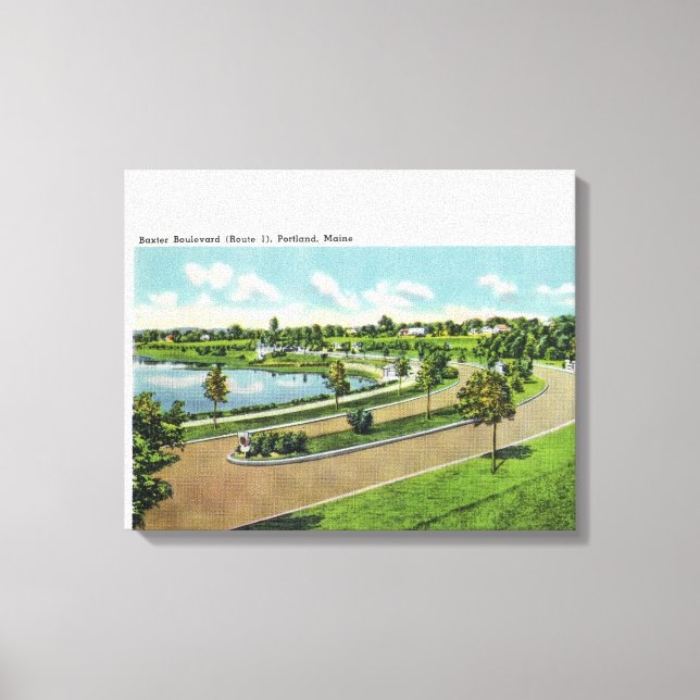 Allgemeine Sicht auf Baxter Blvd, Route Nr. 1 Leinwanddruck (Vorderseite)