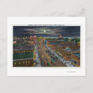 Allgemeine Sicht auf die Surfavenue in der Nacht Postkarte