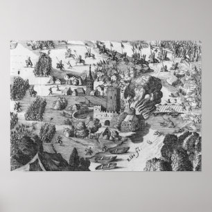 Allgemeine Sicht der Schlacht von Muhlberg Poster
