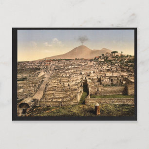 Allgemeine Sicht und Vesuv, Pompeji, Italien Vinta Postkarte