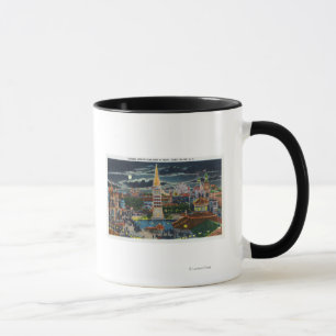 Allgemeiner Blick auf den Luna Park bei Nacht Tasse