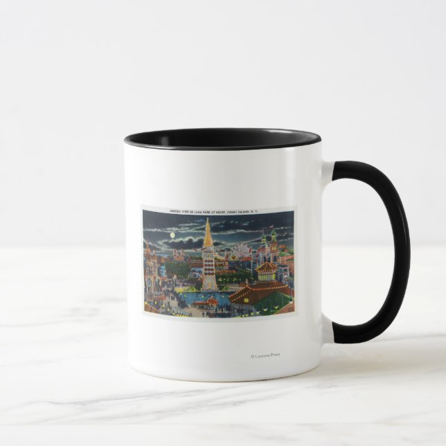Allgemeiner Blick auf den Luna Park bei Nacht Tasse (Rechts)