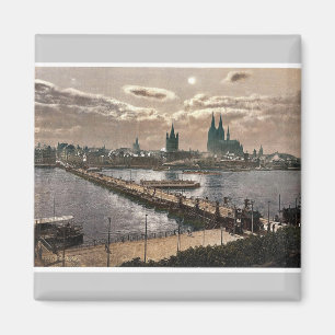 Allgemeiner Blick, Mondlicht, Köln, Rhein, Ge Magnet