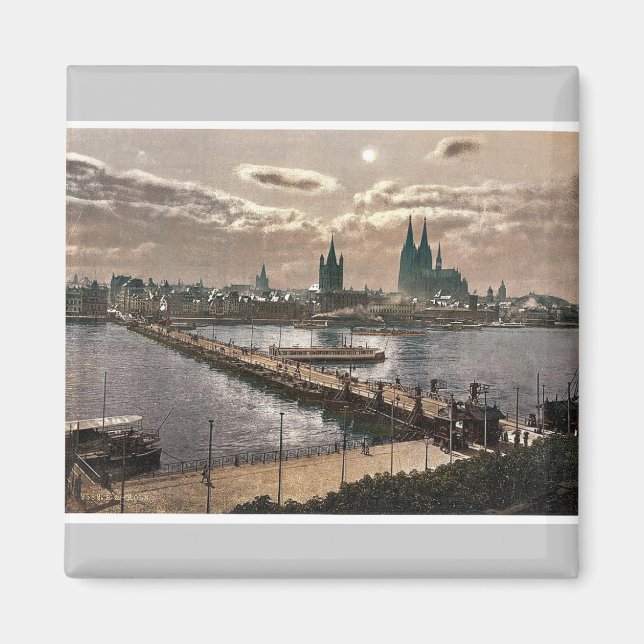 Allgemeiner Blick, Mondlicht, Köln, Rhein, Ge Magnet (Vorne)