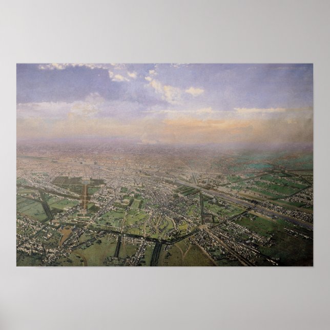 Allgemeiner Blick über Paris aus einem Heißluftbal Poster (Vorne)