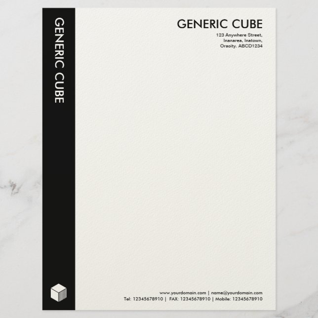 Allgemeiner Cube - Schwarz (Filz) Briefkopf (Vorderseite)