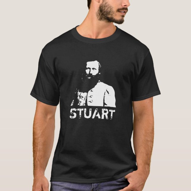 Allgemeines J.E.B. Stuart -- Schwarzweiss T-Shirt (Vorderseite)