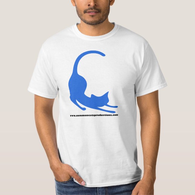 Allgemeines Katzen-Logo-Blau T-Shirt (Vorderseite)