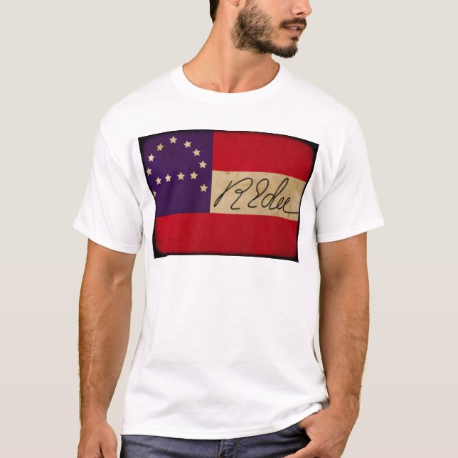 Allgemeines Lee hat Flagge mit Unterzeichnung T-Shirt (Vorderseite)