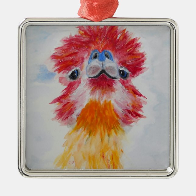 Allie Alpaka Silbernes Ornament (Vorne)
