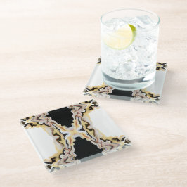 Alligare Abstract Gold Black White Fluid Art Glasuntersetzer